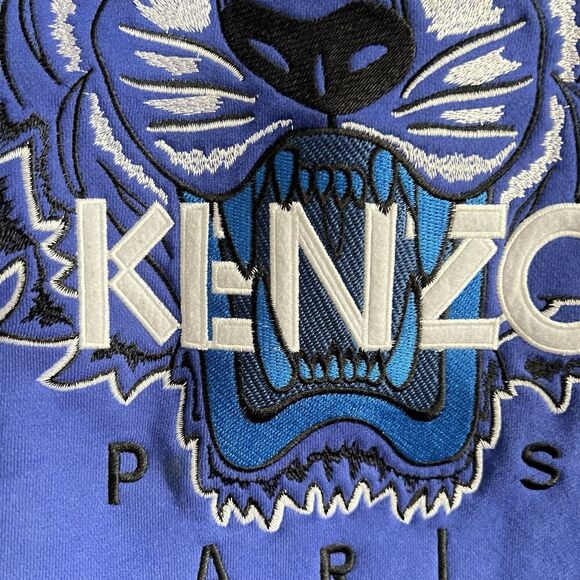KENZO Sweater Womens Medium Embroidered Tiger Sweatshirt Jumper Blue Marine - Picture 5 of 12